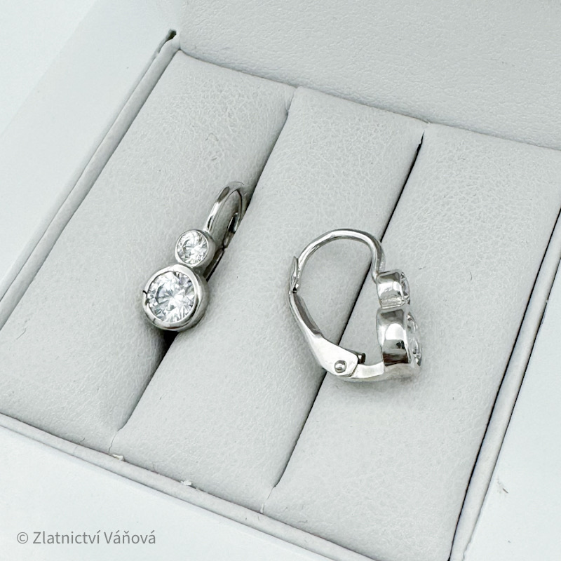 Bílé zlato náušnice se zirkony na klapku